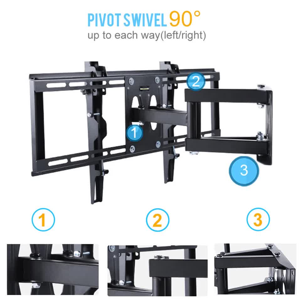 32"-65" Heavy Duty Wall Corner Tv Mount Articulating Premium Swing Arm Bracket V767-U-500A