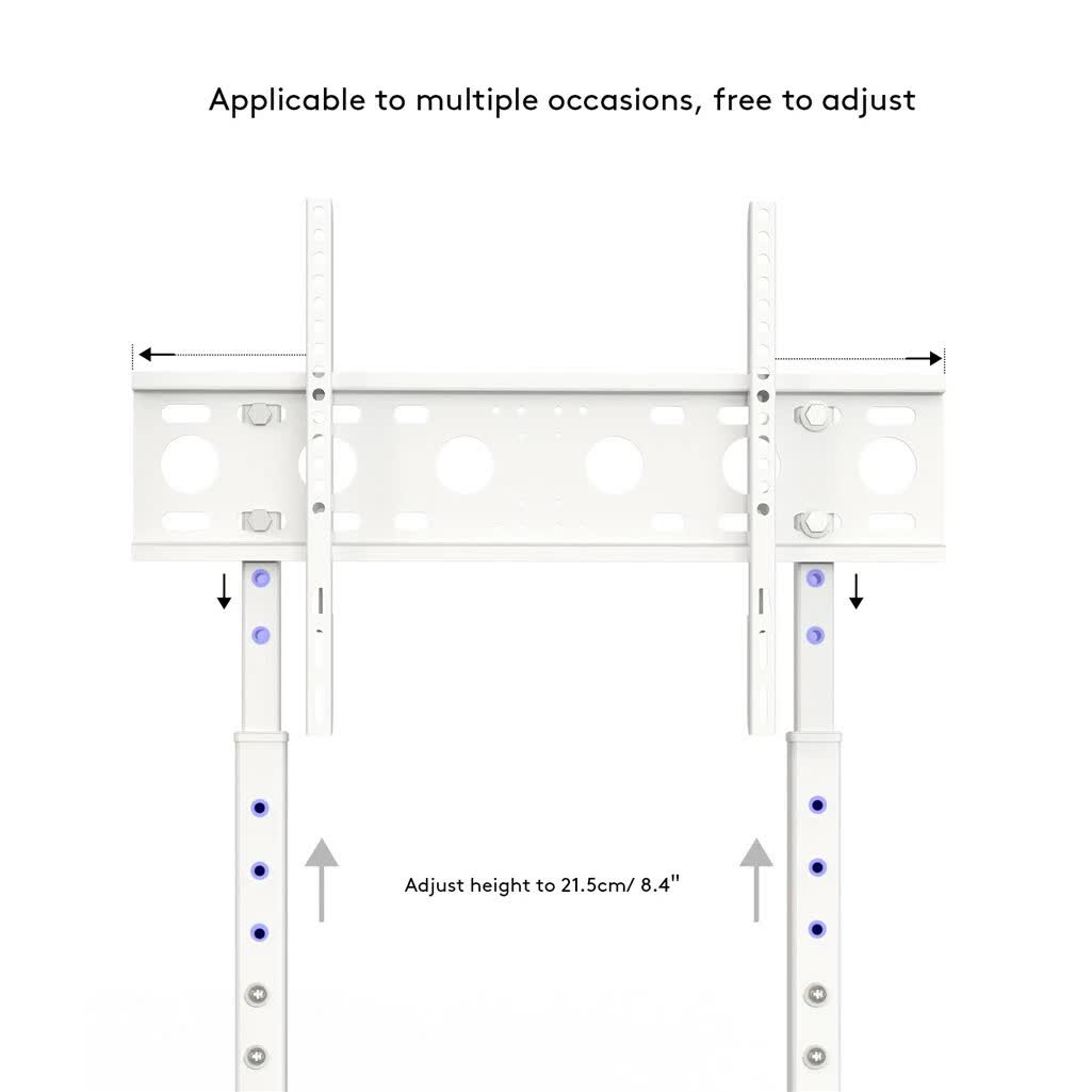 32-60 Inch TV Floor Stand Base - Universal Large TV Mount Holder Bracket - Adjustable Freestanding TV Stand V767-U-700A-WT