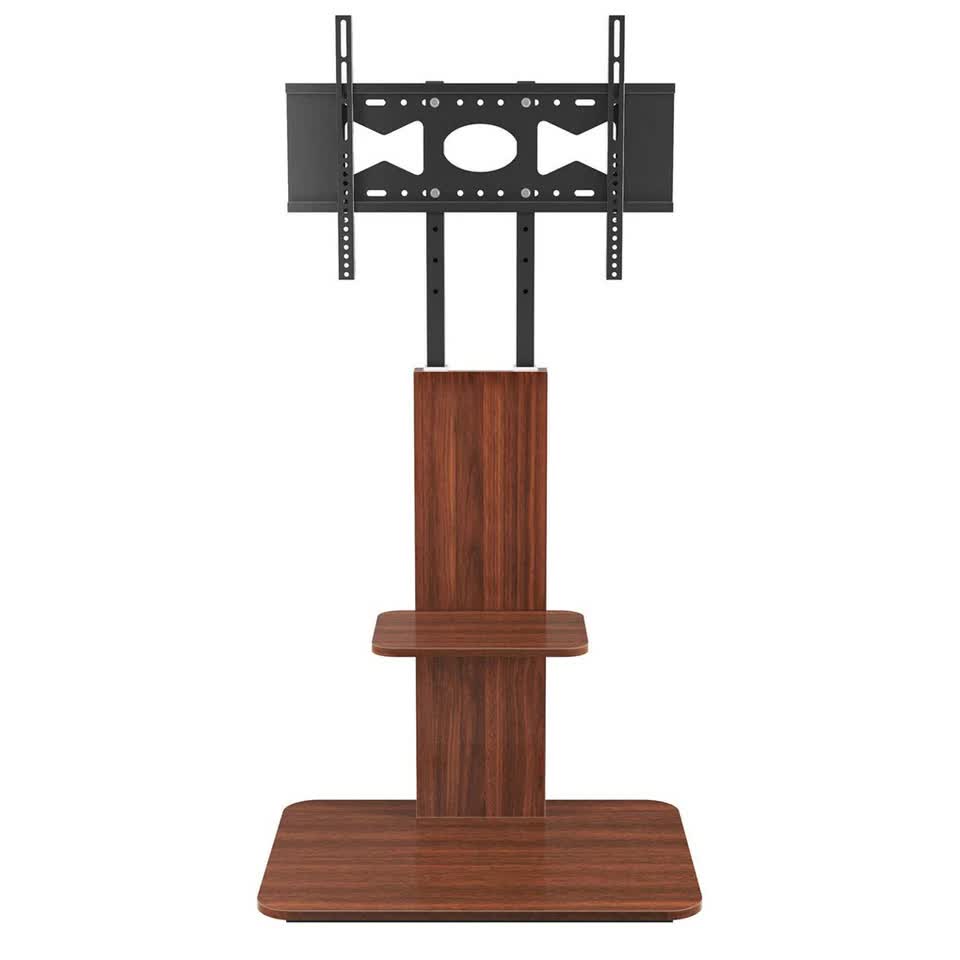 32"-65" Tv Floor Stand Adjustable Corner Tv Mount Bracket With Sturdy Wood Base V767-U-718-BK-V1