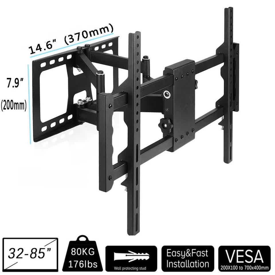 Heavy Duty Wall Mount Tilt Swivel Bracket Double Arms 32-85" Led/Plasma/Lcd Tvs V767-U-7212-GJ