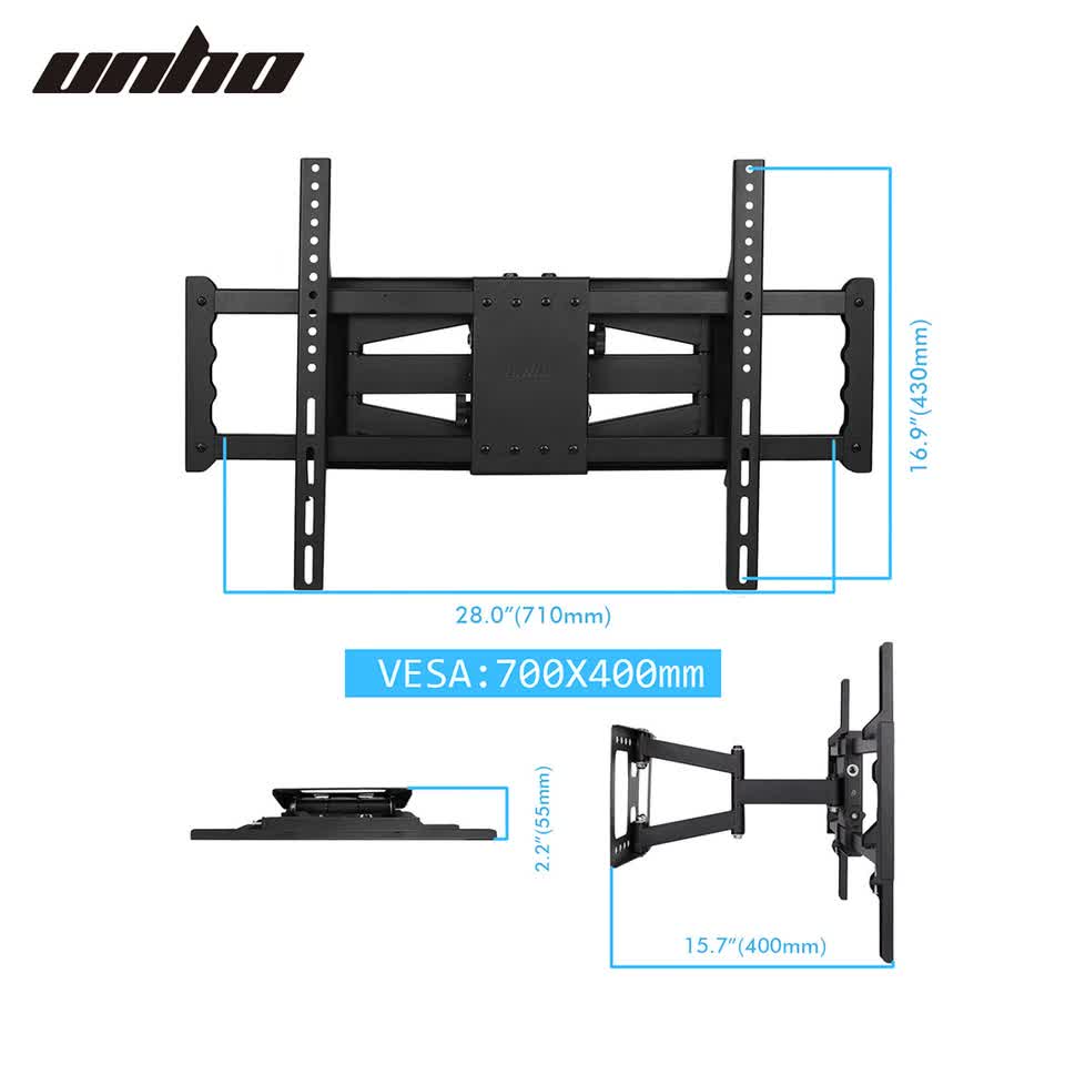 Heavy Duty Wall Mount Tilt Swivel Bracket Double Arms 32-85" Led/Plasma/Lcd Tvs V767-U-7212-GJ