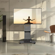 Heavy-Duty Rolling TV Cart Stand with Wheels for 32"-65" TVs | Height Adjustable Mobile Floor Mount V767-U-817-BK