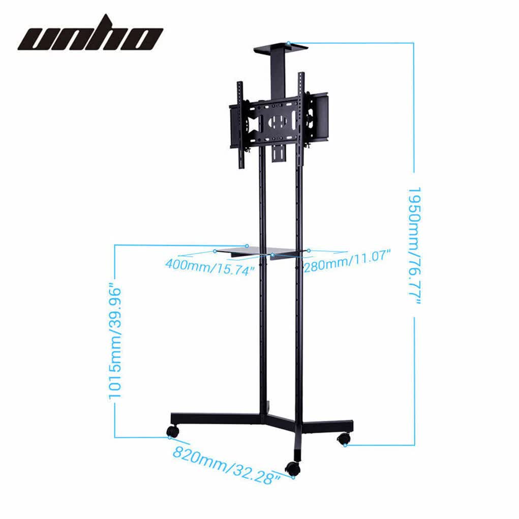 32-72" Rolling Tv Stand Mount W Dvd Storage Top Shelf Tv Bracket Trolley Casters V767-U-890A