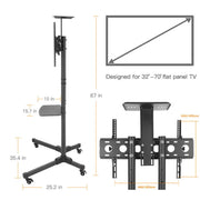 32-72" Rolling Tv Stand Mount W Dvd Storage Top Shelf Tv Bracket Trolley Casters V767-U-890A