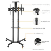 32-72" Rolling Tv Stand Mount W Dvd Storage Top Shelf Tv Bracket Trolley Casters V767-U-890A