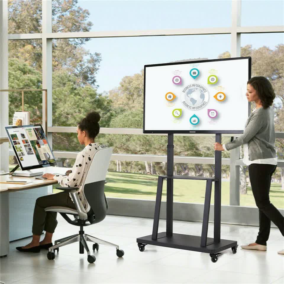 Floor Tv Mount Stand Bracket Rolling For 32"-80" Screens Vesa 600X400 Hold 65Kg V767-U-950A