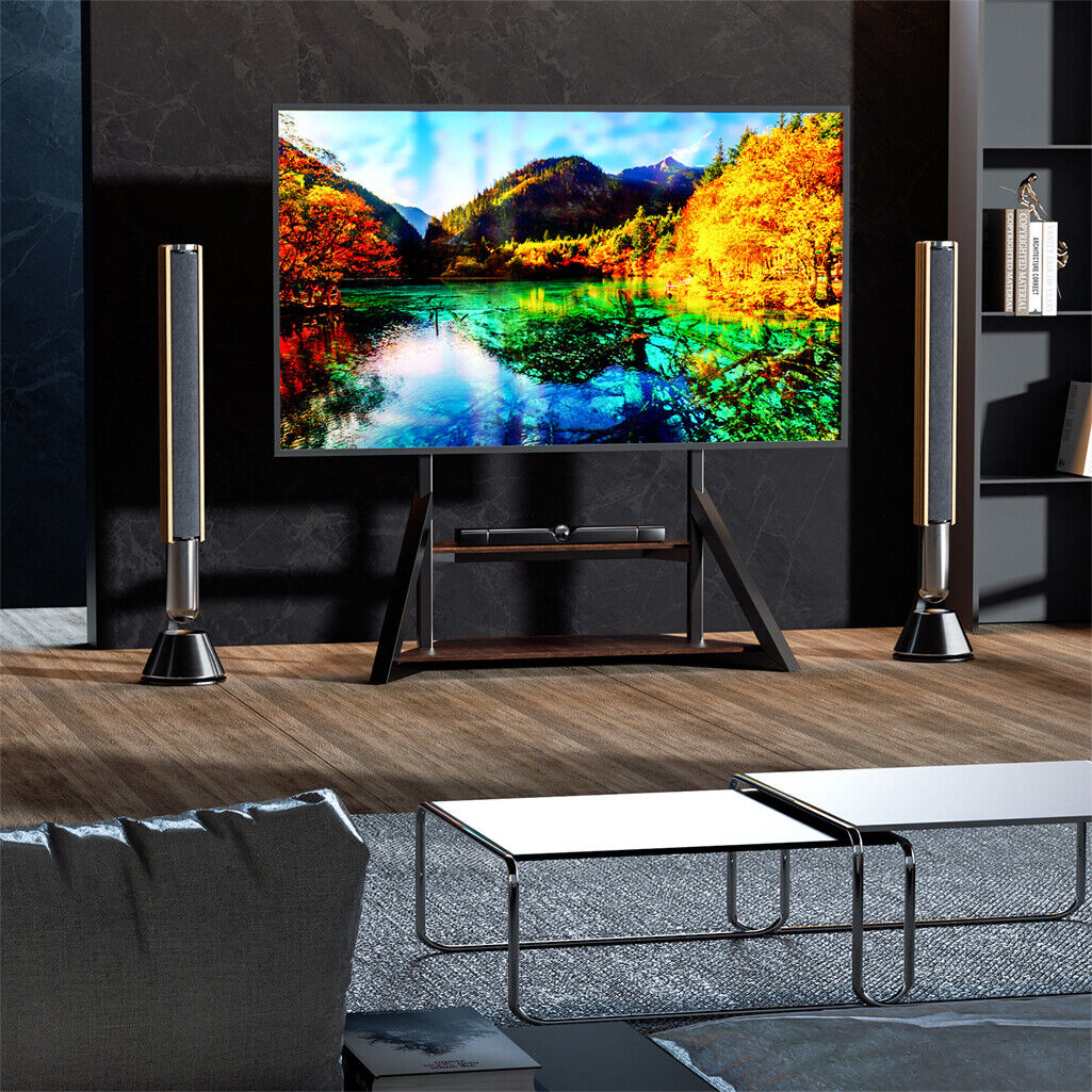 Reinforced Metal 40-100" Tv Floor Stand 2 Tier Shelf Tv Mount Adjustable Height V767-U-Z1188-V1