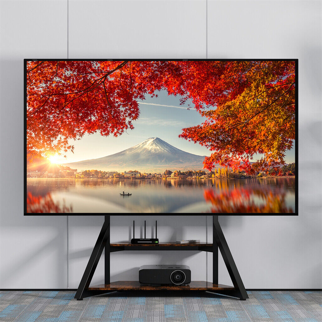 Reinforced Metal 40-100" Tv Floor Stand 2 Tier Shelf Tv Mount Adjustable Height V767-U-Z1188-V1