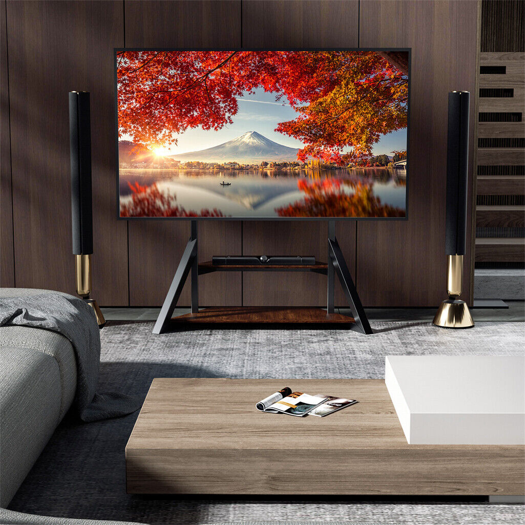 Reinforced Metal 40-100" Tv Floor Stand 2 Tier Shelf Tv Mount Adjustable Height V767-U-Z1188-V1