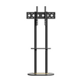 Black Free Standing TV Mount with Shelf and Premium Stone Base for Flat Screens V767-U-Z1318-BK