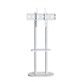 40-75" Heavy Duty Floor Tv Stand W/ Marble Shelf Adjustable Height Mount Bracket V767-U-Z1318-WT