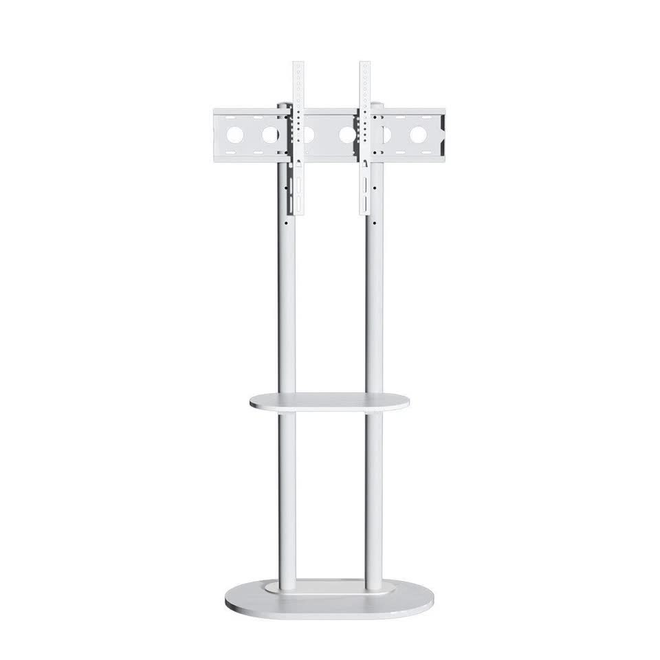 40-75" Heavy Duty Floor Tv Stand W/ Marble Shelf Adjustable Height Mount Bracket V767-U-Z1318-WT