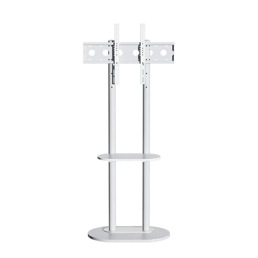 40-75" Heavy Duty Floor Tv Stand W/ Marble Shelf Adjustable Height Mount Bracket V767-U-Z1318-WT