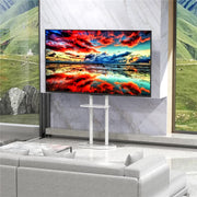 40-75" Heavy Duty Floor Tv Stand W/ Marble Shelf Adjustable Height Mount Bracket V767-U-Z1318-WT