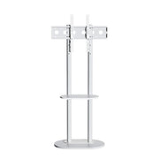 Minimalist Marble Textured Floor Tv Stand 32"-75" Strong Steel Tv Bracket Stable V767-U-Z1418-WT