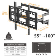 Black Heavy-Duty Swivel TV Wall Mount With Articulating Arm Support V767-U-Z1688-85