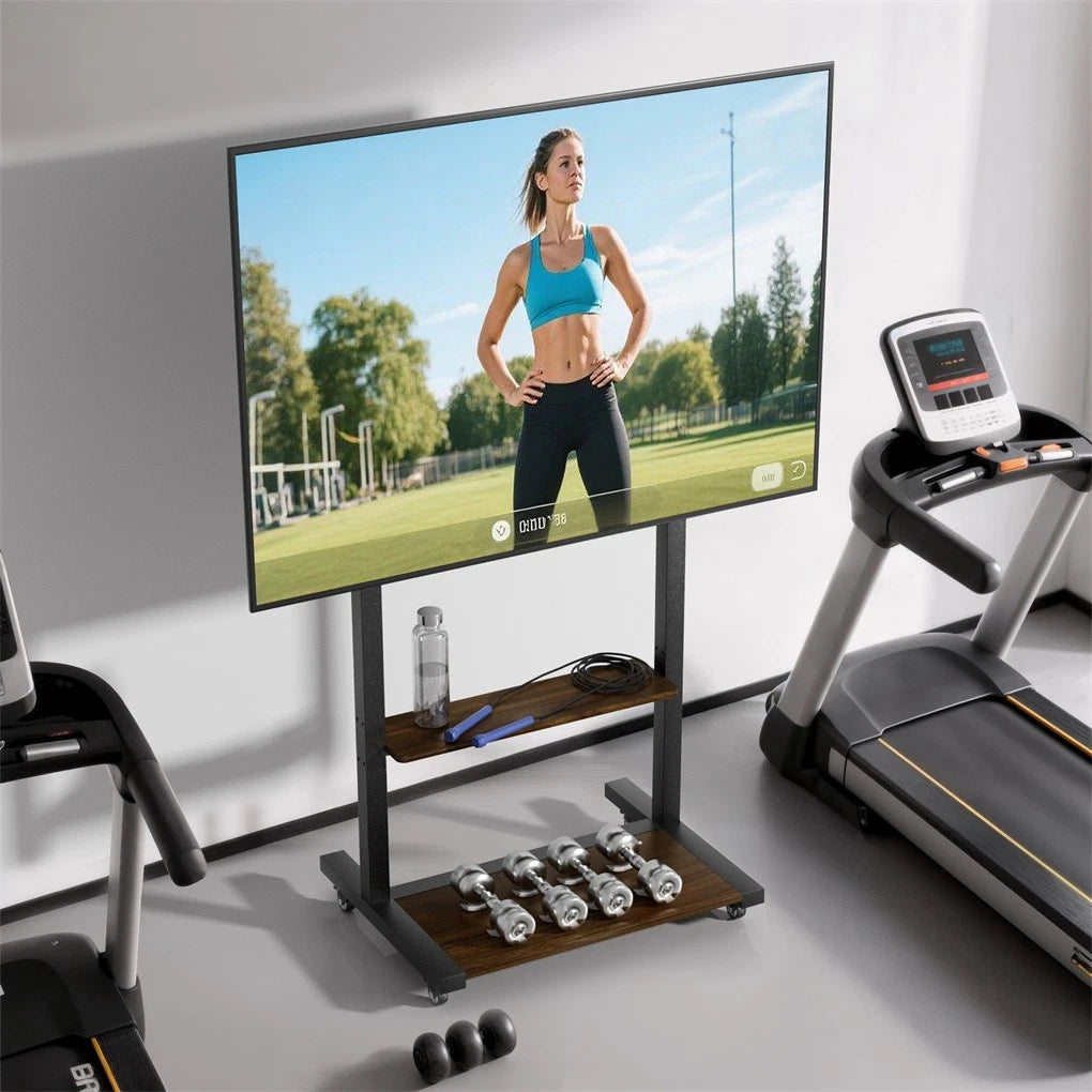 Adjustable Rolling TV Stand for 40 to 100 Inch Screens with Shelves V767-U-Z1813-86
