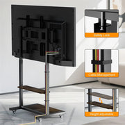 Adjustable Rolling TV Stand for 40 to 100 Inch Screens with Shelves V767-U-Z1813-86
