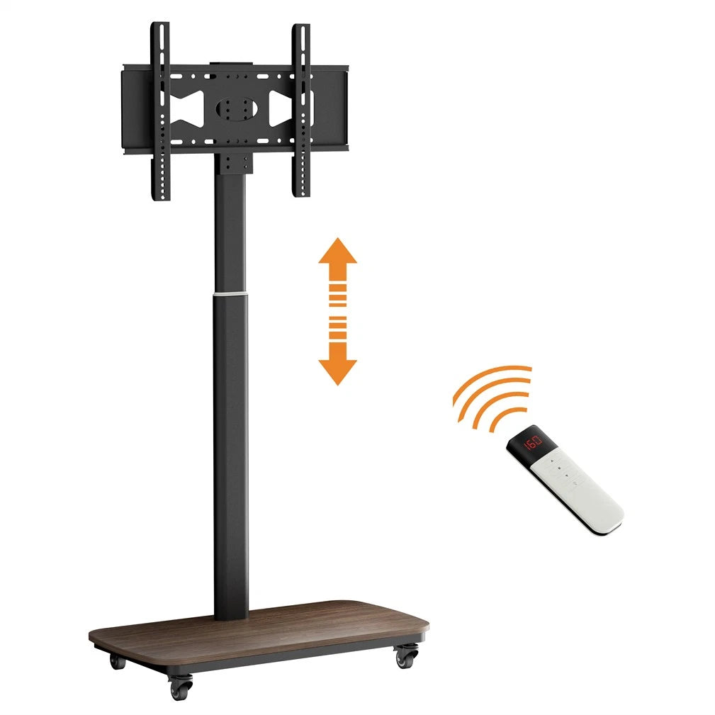 37-75 Inch Electric Height Adjustable Rolling TV Stand - Motorized Floor Mount with Remote Control, Shelf & V767-U-Z1876-AU