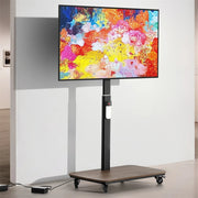 37-75 Inch Electric Height Adjustable Rolling TV Stand - Motorized Floor Mount with Remote Control, Shelf & V767-U-Z1876-AU