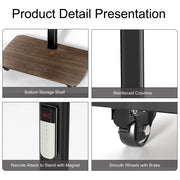 37-75 Inch Electric Height Adjustable Rolling TV Stand - Motorized Floor Mount with Remote Control, Shelf & V767-U-Z1876-AU