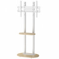 40-75 Inches Heavy Duty Mobile TV Floor Stand with Wooden Shelf, Height Adjustable Rolling TV Mount for Flat V767-U-Z1968-WT