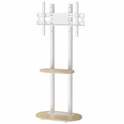 40-75 Inches Heavy Duty Mobile TV Floor Stand with Wooden Shelf, Height Adjustable Rolling TV Mount for Flat V767-U-Z1968-WT