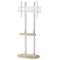 40-75 Inches Heavy Duty Mobile TV Floor Stand with Wooden Shelf, Height Adjustable Rolling TV Mount for Flat V767-U-Z1968-WT
