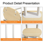 40-75 Inches Heavy Duty Mobile TV Floor Stand with Wooden Shelf, Height Adjustable Rolling TV Mount for Flat V767-U-Z1968-WT