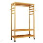 169cm Mildrew-proof Bamboo Clothes Shelves Stand On Wheels Coat Shoes Bags Rack V767-X8JJZ-G1
