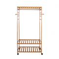 XXL Wooden Clothes Rail Coat Rack with Wheels - Open Wardrobe Organizer V767-X8JJZ-G2
