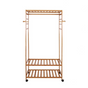 XXL Wooden Clothes Rail Coat Rack with Wheels - Open Wardrobe Organizer V767-X8JJZ-G2