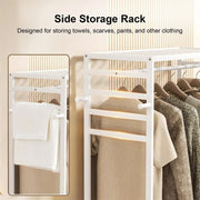 XXL Bamboo Clothes Rail Coat Rack with Wheels, Wooden Open Wardrobe Garment Organizer with Hanging Rod, V767-X8JJZ-W