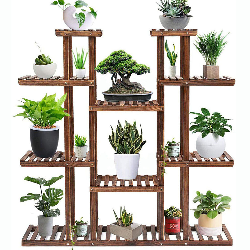 Large Wood Plant Stand Shelf V767-XJJ149