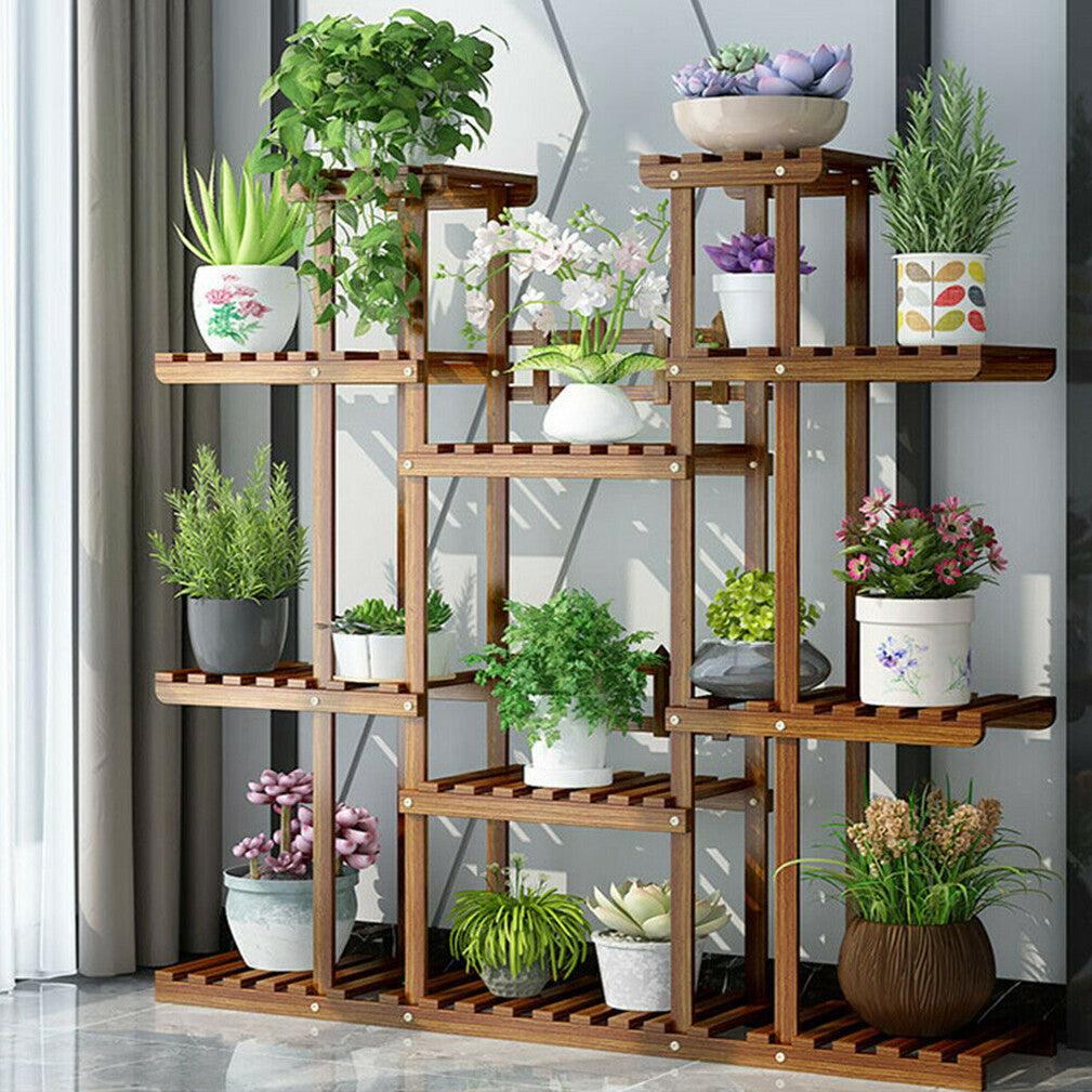 Large Wood Plant Stand Shelf V767-XJJ149