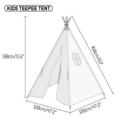 Kids Teepee Tent Black and White Stripe Children Play House for Indoor & Garden V767-XJJ162-BAW-DZ