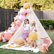 Xxl Kids Play Teepee Tent Indoor Boho Tent Foldable Tipi With Window/Pompom/Mat V767-XJJ162-NP