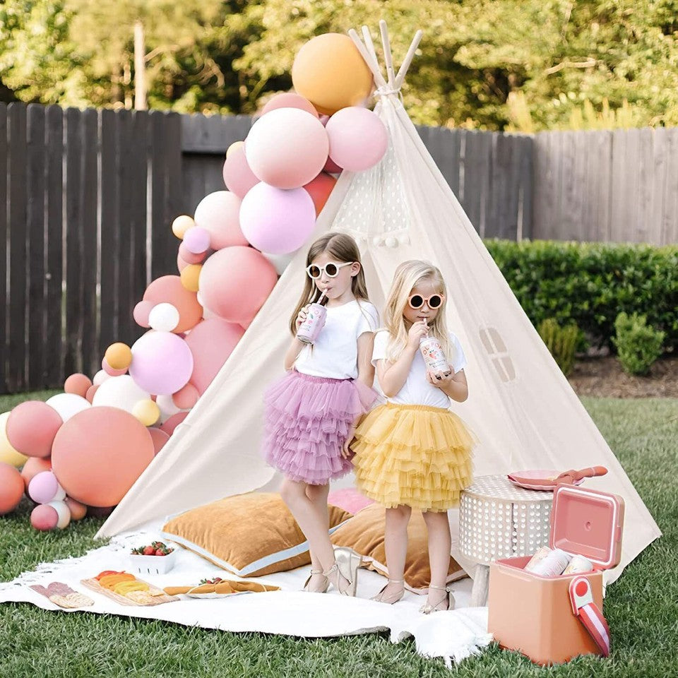Xxl Kids Play Teepee Tent Indoor Boho Tent Foldable Tipi With Window/Pompom/Mat V767-XJJ162-NP