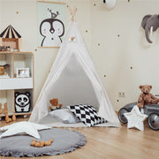 Xxl Kids Play Teepee Tent Indoor Boho Tent Foldable Tipi With Window/Pompom/Mat V767-XJJ162-NP