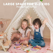 Xxl Kids Play Teepee Tent Indoor Boho Tent Foldable Tipi With Window/Pompom/Mat V767-XJJ162-NP