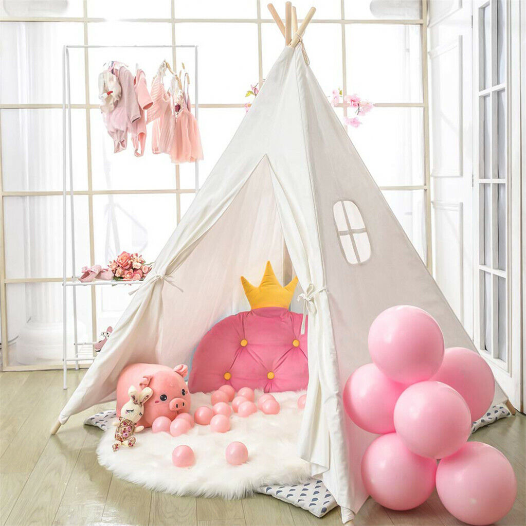 Folding Kids Tent Wigwam Teepee Childrens Play House Indoor Outdoor Girls Boys V767-XJJ162-WT-DZ