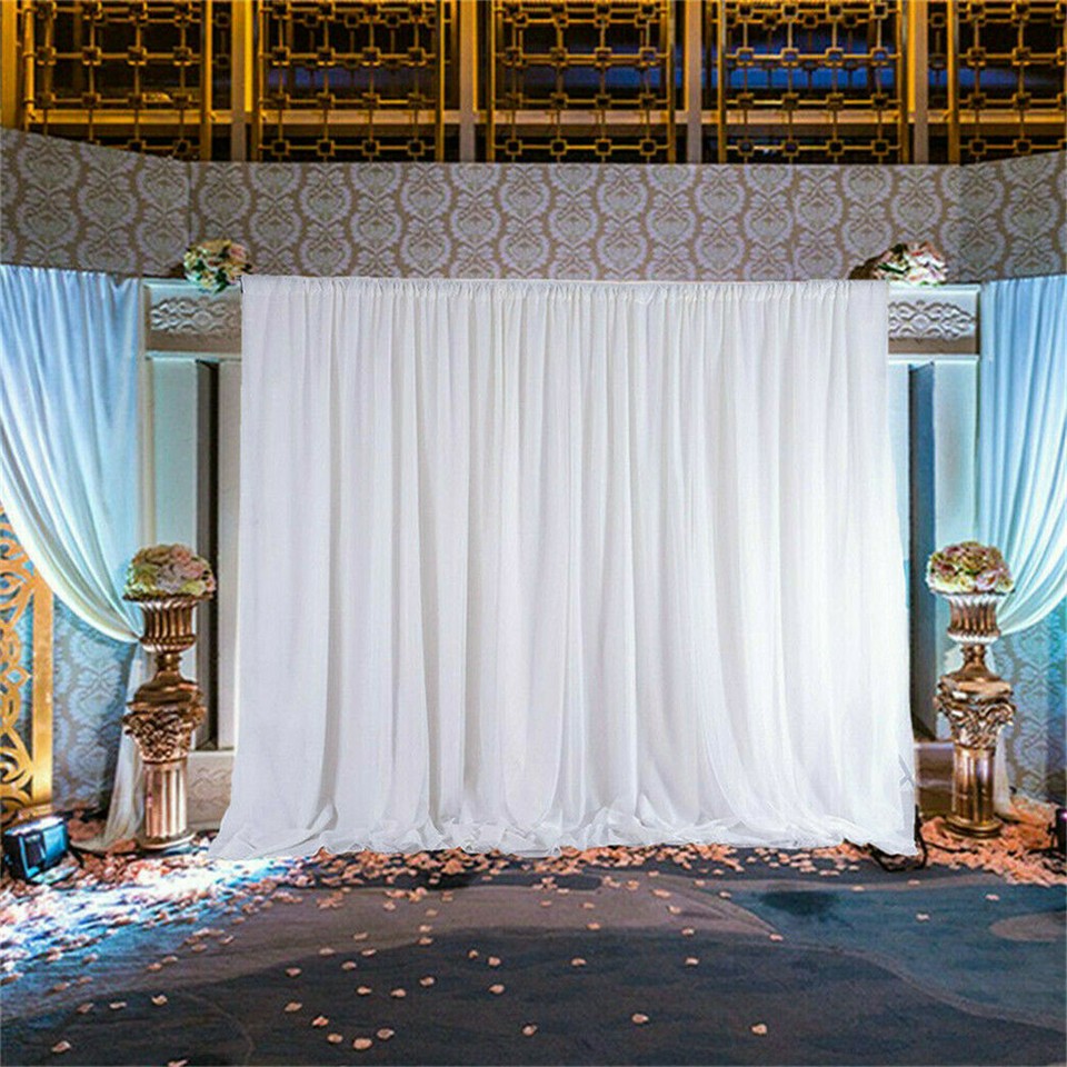 3mx6m 10ft Silk White Backdrop Drapes Curtain Wedding Ceremony Party Home Window Decor V767-XJJ175-V1