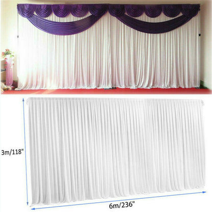 3mx6m 10ft Silk White Backdrop Drapes Curtain Wedding Ceremony Party Home Window Decor V767-XJJ175-V1