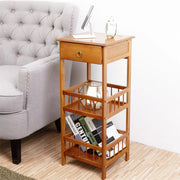 P&P Bamboo Bedside Table Nightstand Smooth Storage Side End Table with Drawers for Small Spaces V767-XJJ227-M-G2