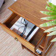 P&P Bamboo Bedside Table Nightstand Smooth Storage Side End Table with Drawers for Small Spaces V767-XJJ227-M-G2