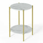 e Store - Marble Sofa Side End Table/Coffee Table with Shelf & Gold Iron Legs V767-XJJ307-GD