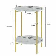 e Store - Marble Sofa Side End Table/Coffee Table with Shelf & Gold Iron Legs V767-XJJ307-GD