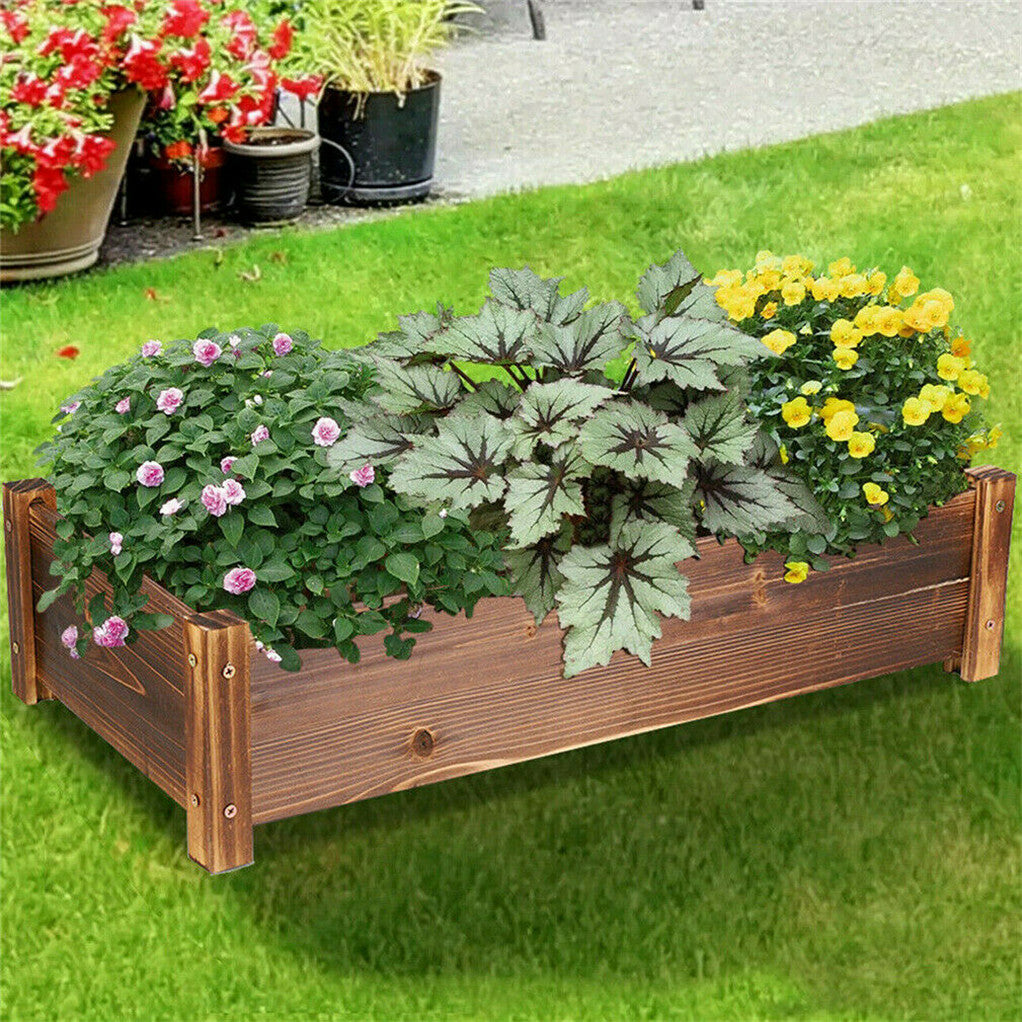 Large Rectangular Wooden Planters Garden Outdoor Flower Plant Herbs Pot Boxes V767-XJJ350