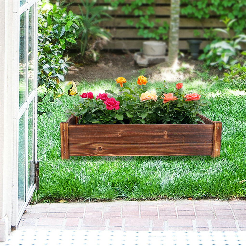 Large Rectangular Wooden Planters Garden Outdoor Flower Plant Herbs Pot Boxes V767-XJJ350