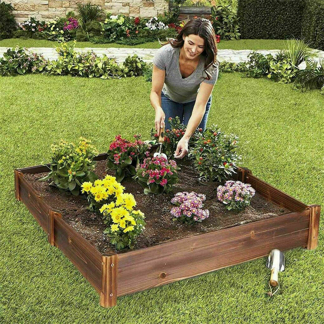 Large Rectangular Wooden Planters Garden Outdoor Flower Plant Herbs Pot Boxes V767-XJJ350